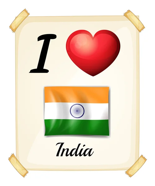 Me encanta la India — Vector de stock