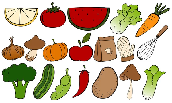 Fruits and vegetables — Stock Vector