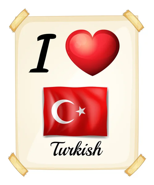 Eu amo turco — Vetor de Stock