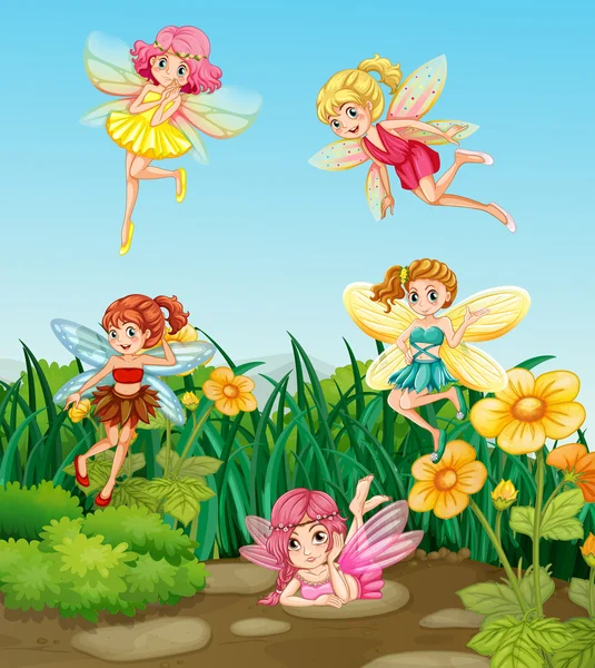 Fairies flying — Stock Vector