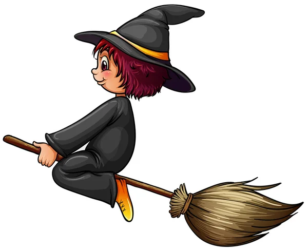 Witch and broom — Stock Vector