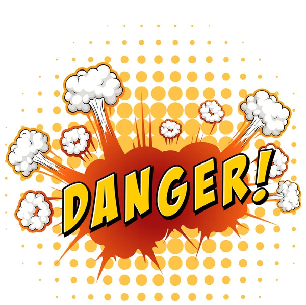 Word danger with explosion — Stock Vector