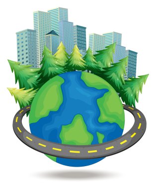 World and buildings clipart
