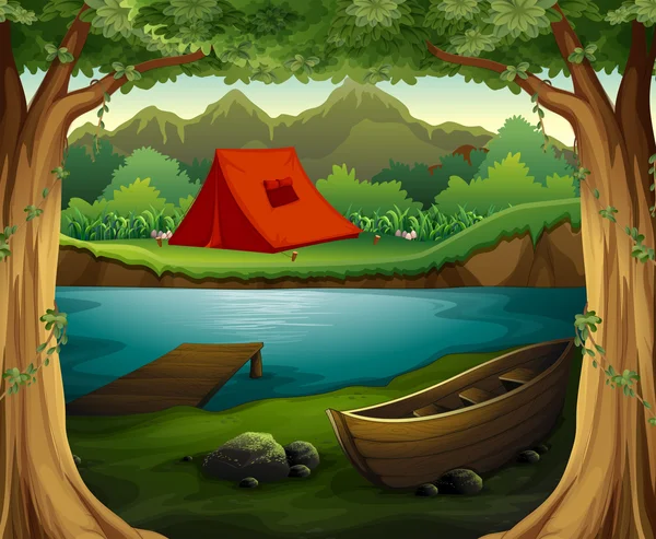 Terreno de camping — Vector de stock