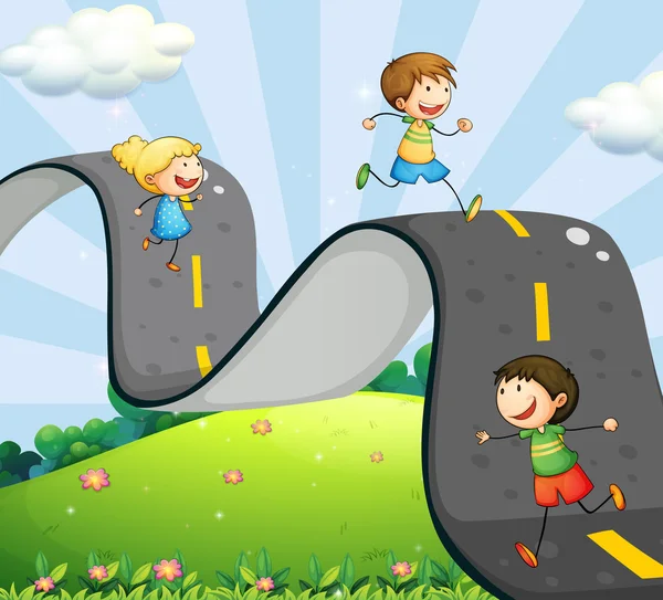 Enfants et route — Image vectorielle