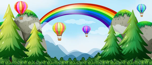 Rainbow och ballonger — Stock vektor