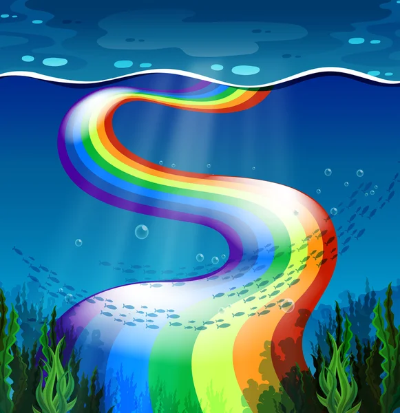 Regenboog en Oceaan — Stockvector