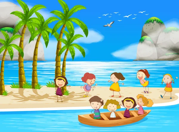 Діти і пляж — стоковий вектор