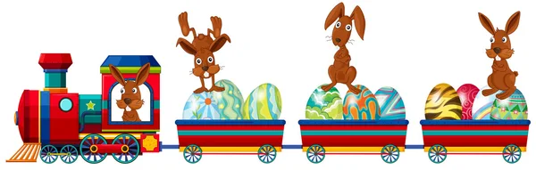 Rabbit and train — Stock Vector