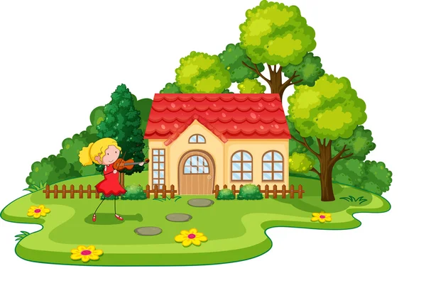 Girl and house — Stock Vector