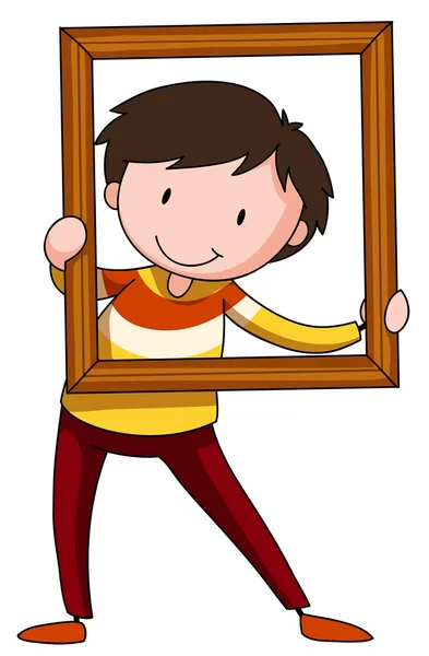 Boy and frame — Stock Vector