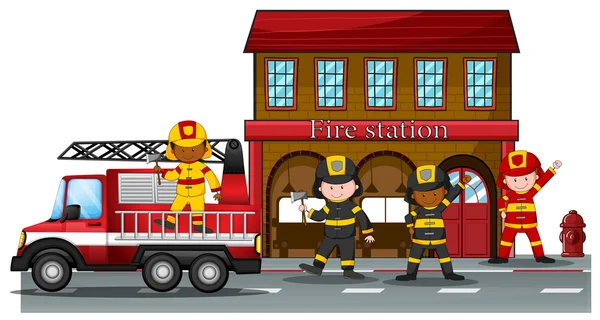 Cartoon fire station Vector Art Stock Images | Depositphotos