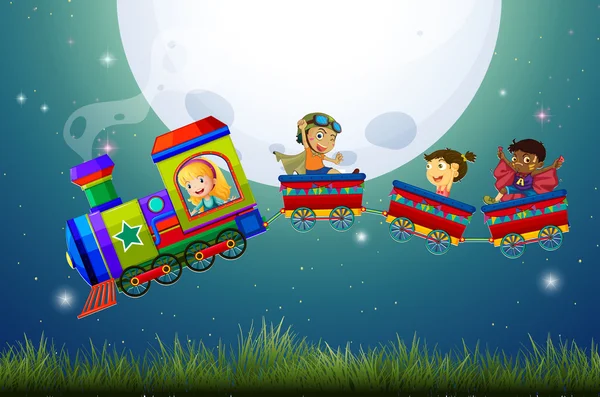Děti a vlakem Stock Ilustrace