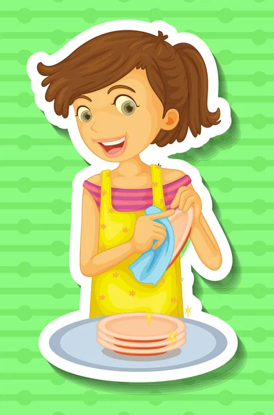 Doing dishes — Stock Vector