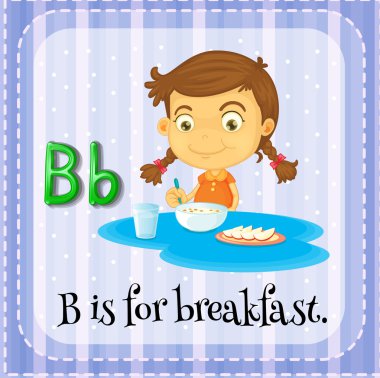 Kahvaltıda flashcard mektup B var.