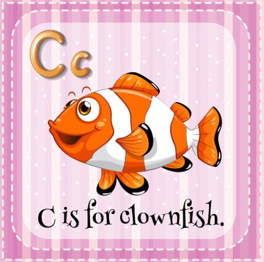 Flashcard C için palyaço balığı harftir