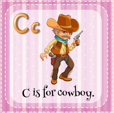 Flashcard C kovboy için harftir