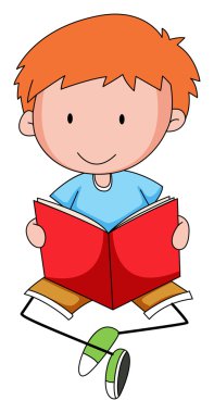 Çocuk kitap okuyor.