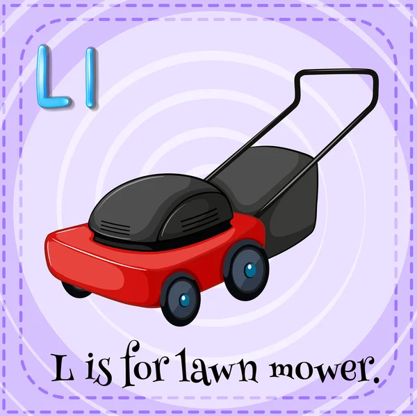 Flashcard letter L is for lawnmower — Stock Vector