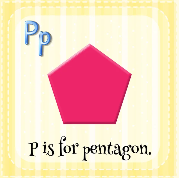 Flashcard P için pentagon harftir — Stok Vektör