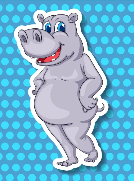 Hippopotame debout sur fond bleu — Image vectorielle