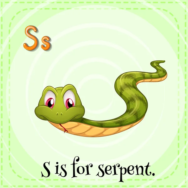 Flashcard letter S is for serpent — Stock Vector