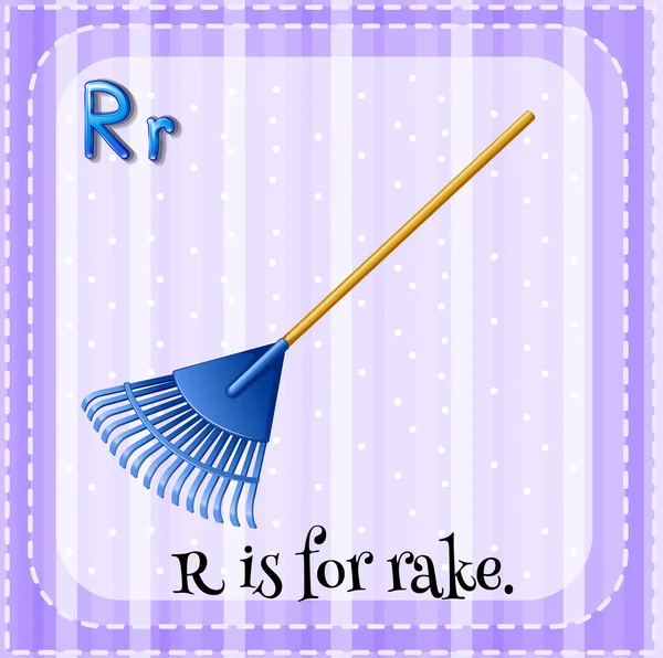 Flashcard letter R is for rake. — Stock Vector