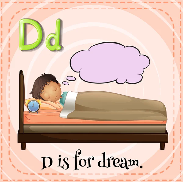 Flashcard letter D is for dream. — Stock Vector