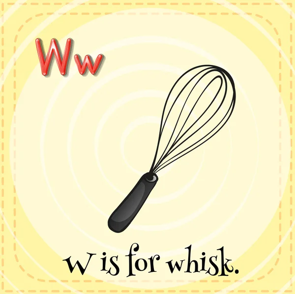 Flashcard letter W is for whisk. — Stock Vector