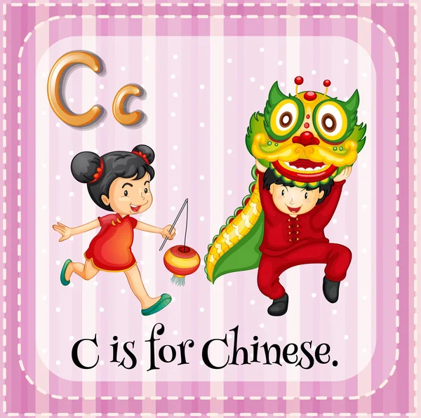 Flashcard letter C is for Chinese. — Stock Vector