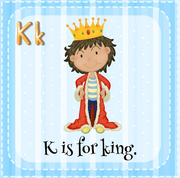 Flashcard letter K is for king. — Stock Vector