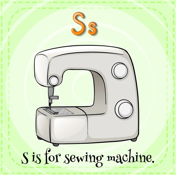 Flashcard letter S is for sewing machine — Stock Vector