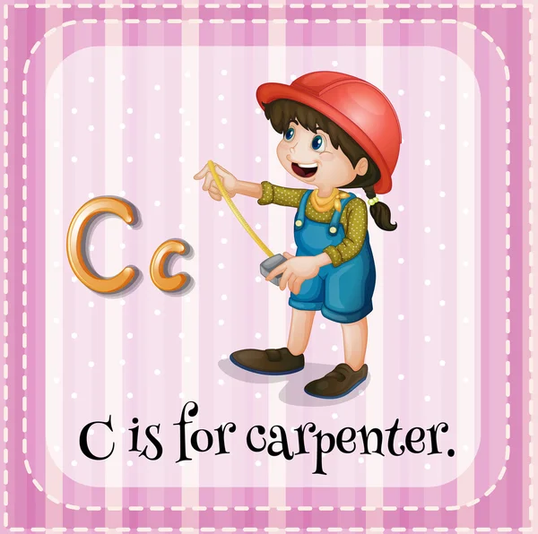 Flashcard γράμμα C είναι για ξυλουργό — Διανυσματικό Αρχείο