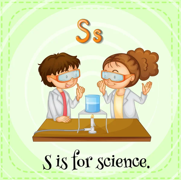 Flashcard lettre S est pour la science . — Image vectorielle