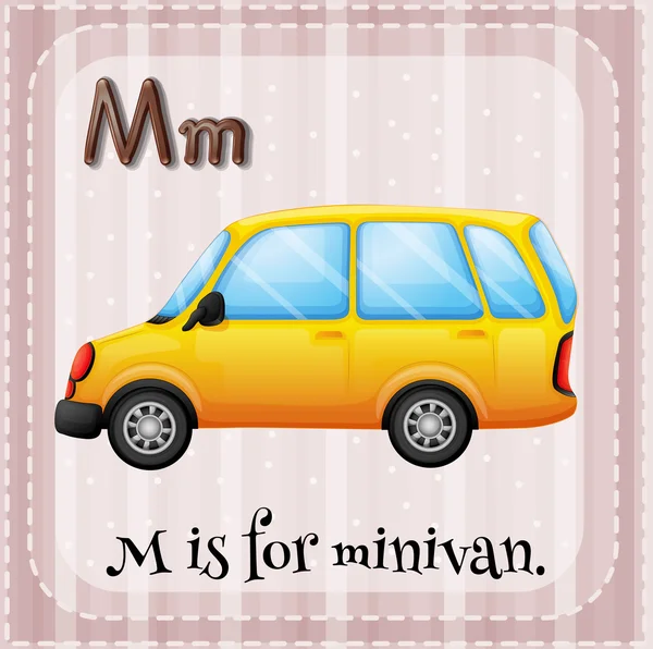 Είναι flashcard γράμμα Μ για minivan — Διανυσματικό Αρχείο