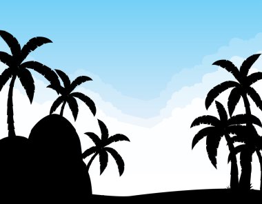 siluet Hindistan cevizi ağaçları