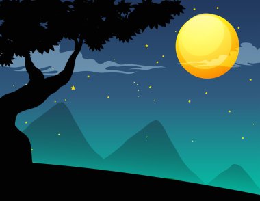 Silhouette fullmoon clipart