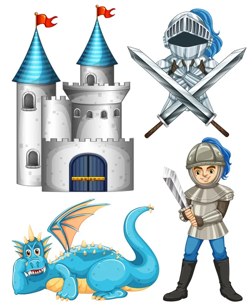 Knight and dragon — Stock Vector