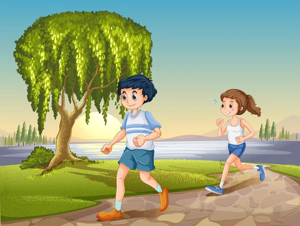 Çift jogging — Stok Vektör