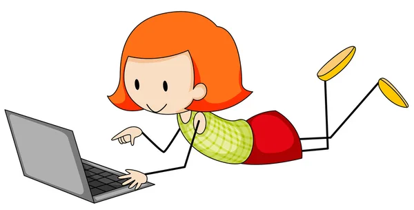 Girl and computer — Stock Vector