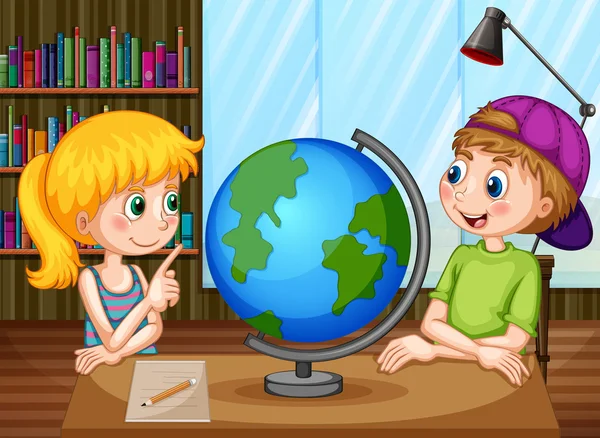 Kids and globe — Stock Vector