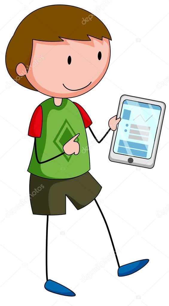 Boy and tablet Stock Vector by ©interactimages 79321840