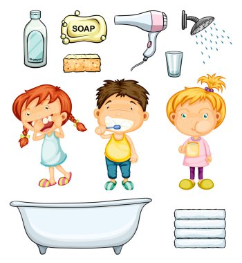 Çocuk ve banyo ayarla