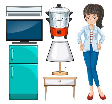 Woman and household equipment clipart