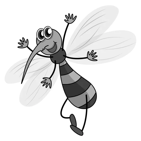 Mücke fliegt in schwarz-weiß — Stockvektor