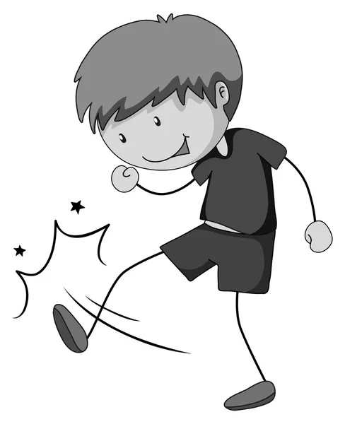 Niño en gris patada — Vector de stock