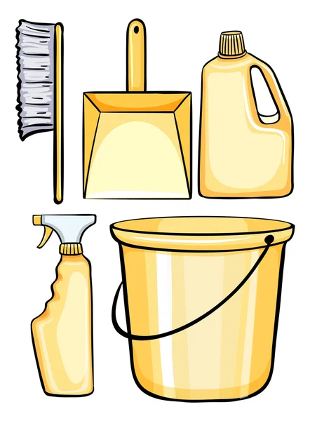 Cleaning equipments in yellow — Stock Vector