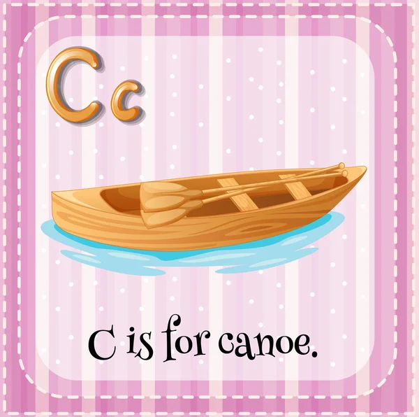 Flashcard letter C is for canoe — Stock Vector