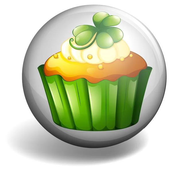 Cupcake on round badge — Stock Vector