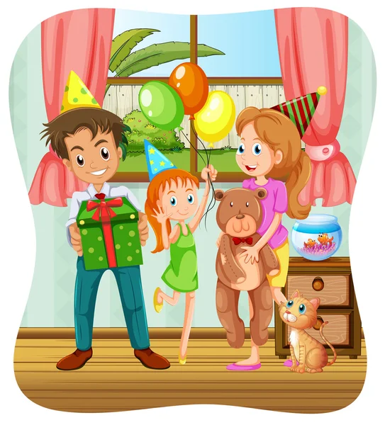 Family having birthday party — Stock Vector